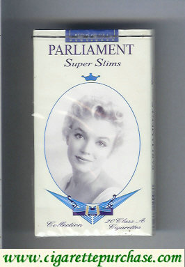 Parliament Super Slims design with Marlin Monro 100s cigarettes soft box